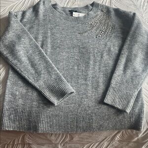 Talbots Heather Gray Sweater with Metallic Embellishments